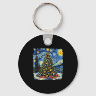 Christmas Tree Van Gogh Starry Night Christmas 202 Keychain