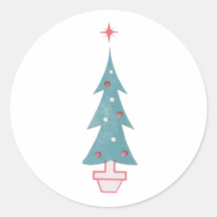 Christmas Tree Vintage 1950s Art Classic Round Sticker