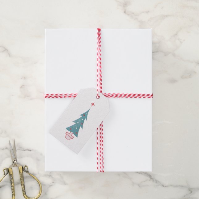 Christmas Tree Vintage 1950s Gift Tag (With Twine)