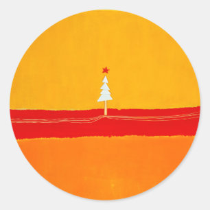 Christmas Tree, Vintage, Abstract Classic Round Sticker