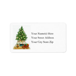 Christmas Tree Vintage Address Label