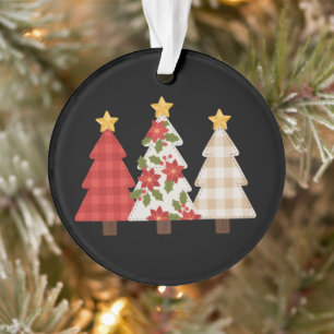 Christmas Tree Vintage Patchwork Cute Holiday  Ornament