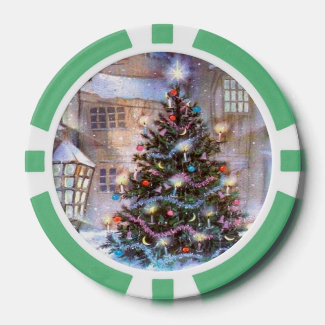 Christmas Tree Vintage Poker Chips (Front)