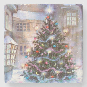 Christmas Tree Vintage Stone Coaster