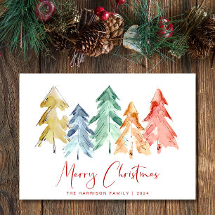 Christmas Tree Watercolors Holiday Card