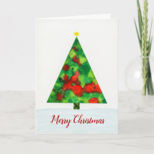 Christmas Tree Watercolour Card