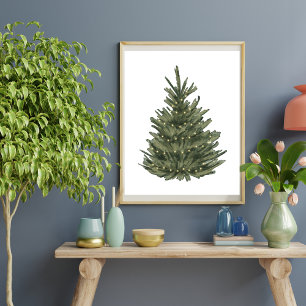 Christmas tree watercolour  poster