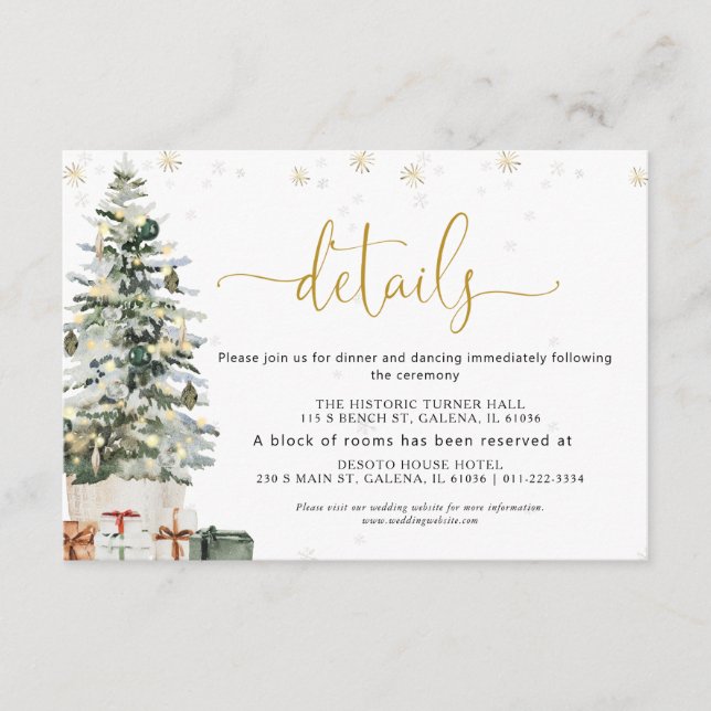 Christmas Tree Wedding Details Enclosure Card (Front)