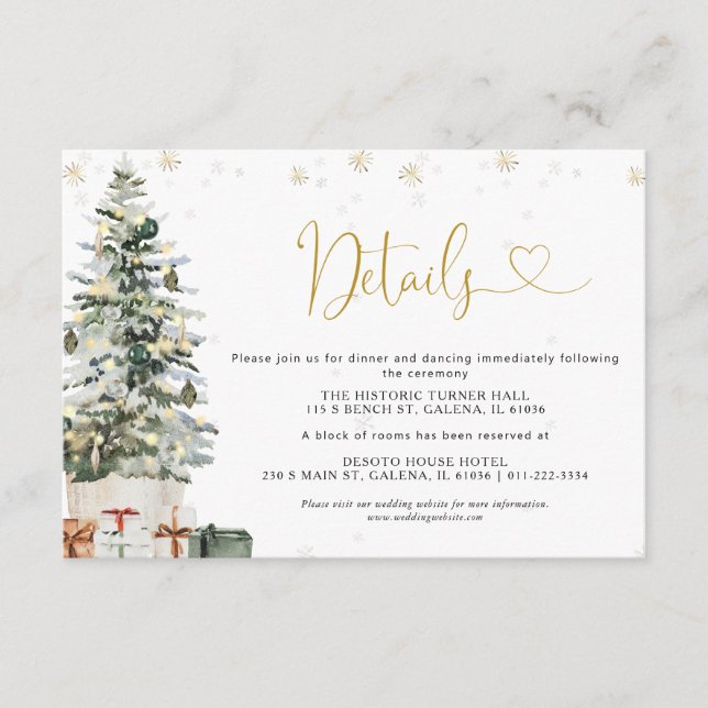 Christmas Tree Wedding Details Enclosure Card (Front)