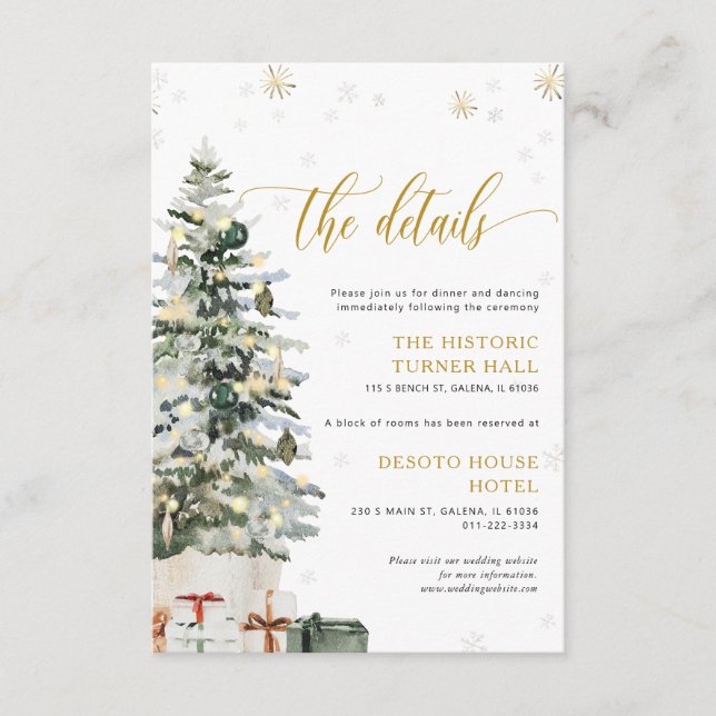 Christmas Tree Wedding Details Enclosure Card (Front)