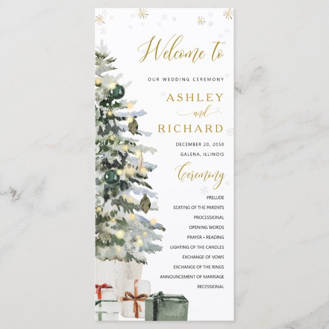 Christmas Tree Wedding Program (Front)