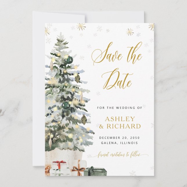 Christmas Tree Wedding Save The Date (Front)