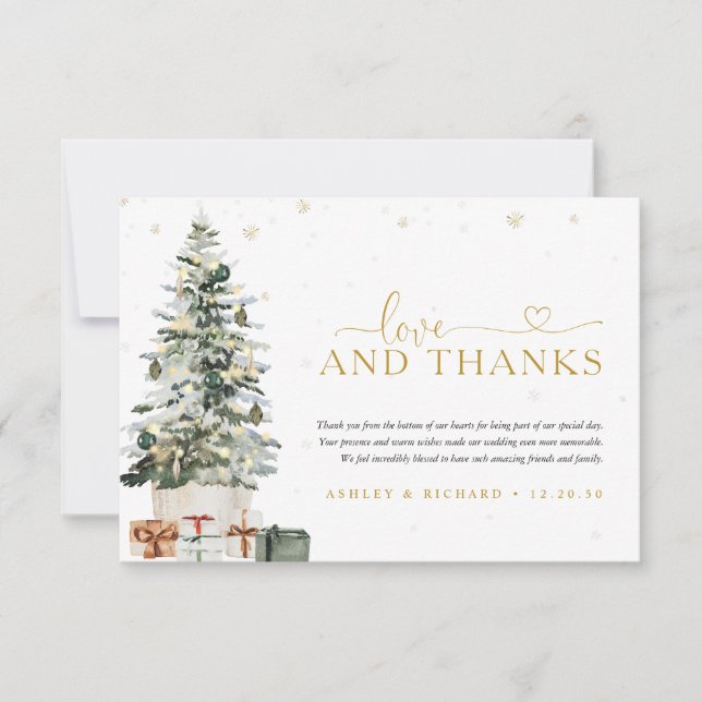 Christmas Tree Wedding Thank You Card (Front)