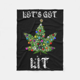 Christmas Tree Weed Leaf Pot Thc Gift Tee Fleece Blanket