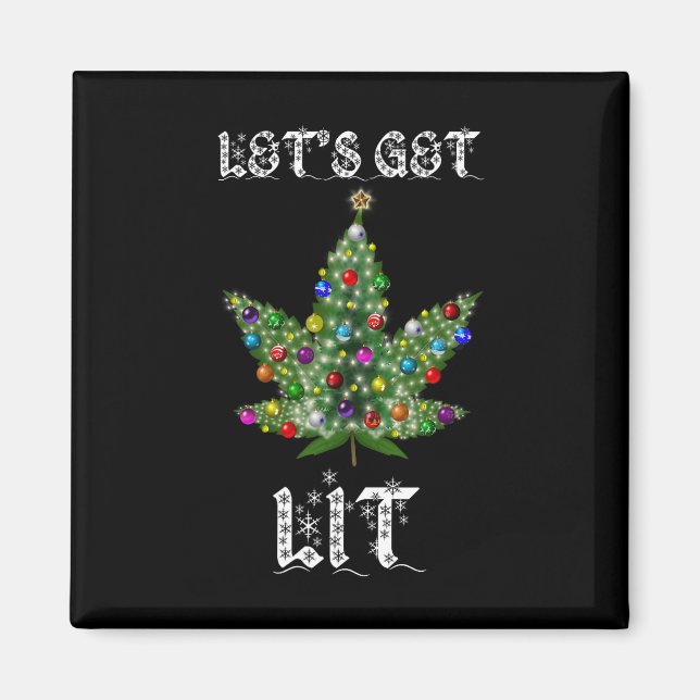 Christmas Tree Weed Leaf Pot Thc Gift Tee  Magnet (Front)
