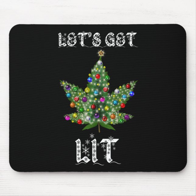 Christmas Tree Weed Leaf Pot Thc Gift Tee  Mouse Pad (Front)