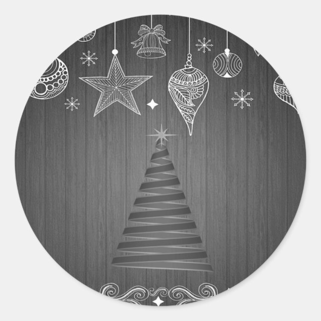 Christmas Tree,White Christmas Ornaments Classic Round Sticker (Front)