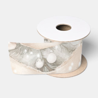 Christmas tree white cream rustic stylish pine satin ribbon