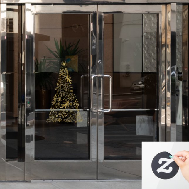 Christmas Tree window decals vinyl window cling (Office Door)
