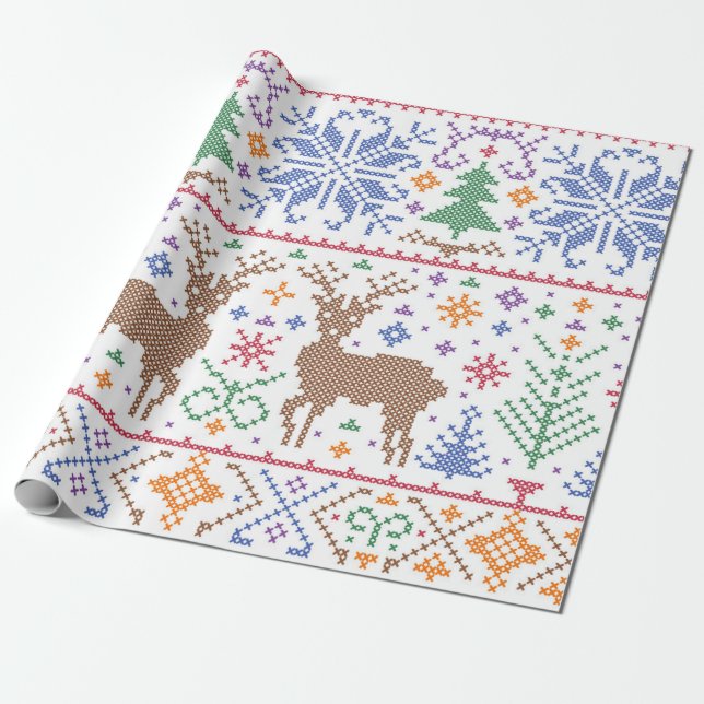 Christmas Tree Winter Abstract Wrapping Paper (Unrolled)