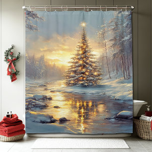 Christmas Tree Winter Forest River