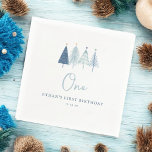 Christmas Tree Winter Onederland Boy 1st Birthda Napkin<br><div class="desc">Christmas Tree Winter Onederland Boy 1st Birthday Napkins
Pink christmas trees theme is perfect for minimal and modern birthday party! Choose our pastel blush rainbow design for your kids 1st birthday party.</div>