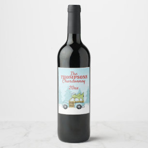 Christmas Tree Winter Personalized Family Wine Label