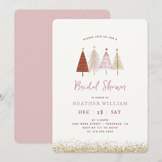 Christmas Tree Winter Wonderland Bridal Shower Invitation (Front/Back)
