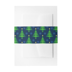 Christmas Tree with Blue Snowflake and Background Invitation Belly Band