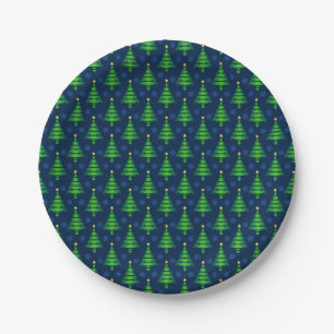 Christmas Tree with Blue Snowflake and Background Paper Plate