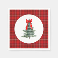 Christmas Tree with Bow and Plaid