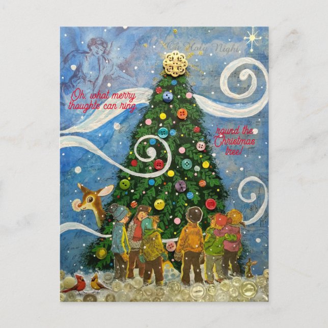 Christmas Tree with Carolers Postcard (Front)