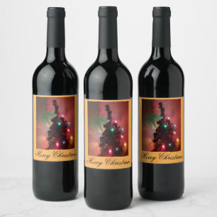 Christmas Tree with Col. Lights Cust. Wine Label