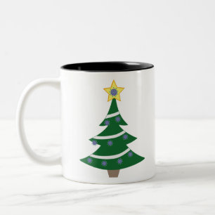Christmas Tree with Covid Molecules Two-Tone Coffee Mug