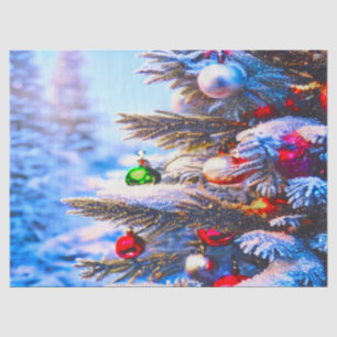 Christmas Tree With Decorations Decoupage Tissue Paper