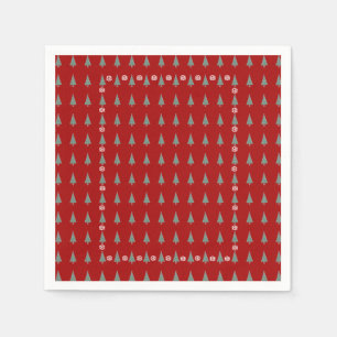 Christmas tree with decorations red bows bells napkin