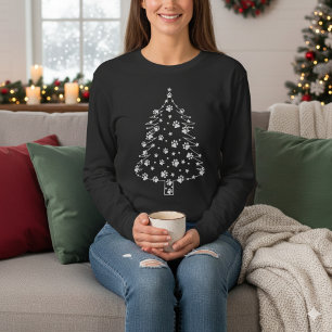 Christmas Tree with Dog Paws   Dog Lover T-Shirt