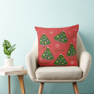 Christmas Tree with Family photos Throw Pillow
