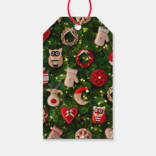 Christmas tree with felt toys gift tags