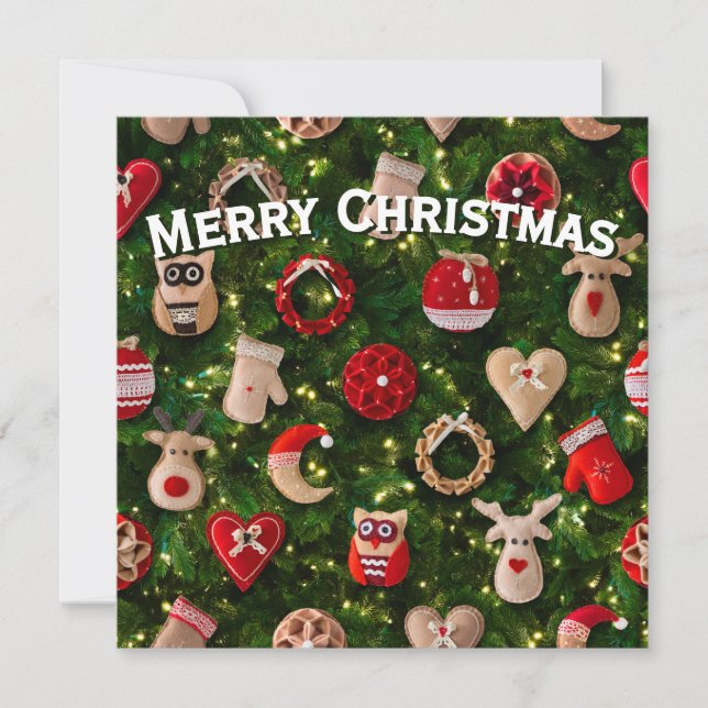 Christmas tree with felt toys holiday card (Front)