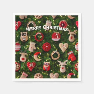 Christmas tree with felt toys napkin