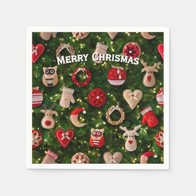 Christmas tree with felt toys napkin (Front)