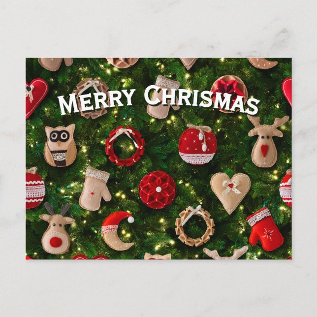 Christmas tree with felt toys postcard (Front)