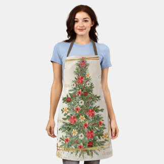 Christmas Tree with Flowers Apron