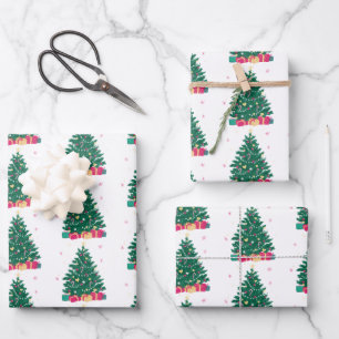 Christmas Tree with Gifts Wrapping Paper Sheet