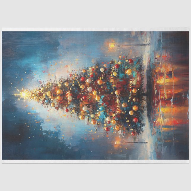 Christmas Tree with Gold Star Painting Decoupage Tissue Paper (Front)