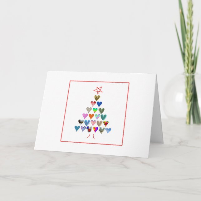 Christmas Tree with Hearts - blank card (Front)