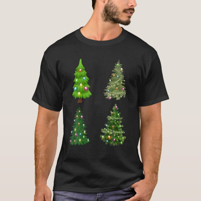 Christmas Tree With Led Light Pine Tree Xmas Light T-Shirt (Front)