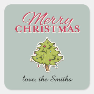 Christmas Tree with Ornaments Square Sticker