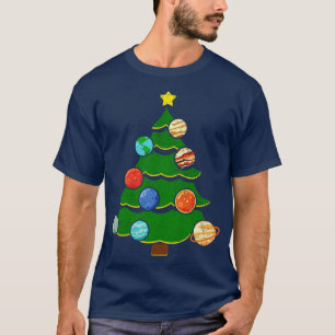 Christmas tree with planets from solar system T-Shirt